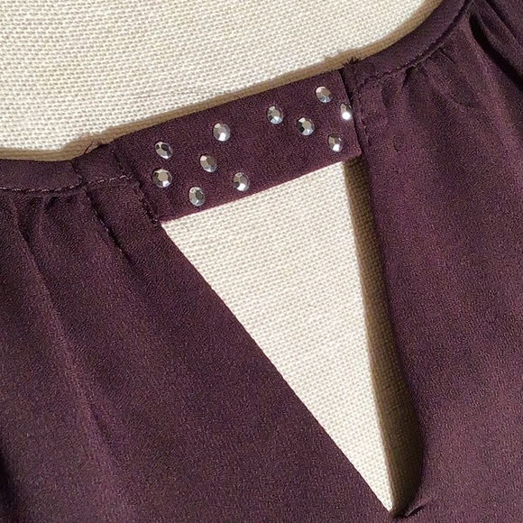 Daniel Rainn hi low blouse purple silver embellished keyhole  S - Picture 2 of 6